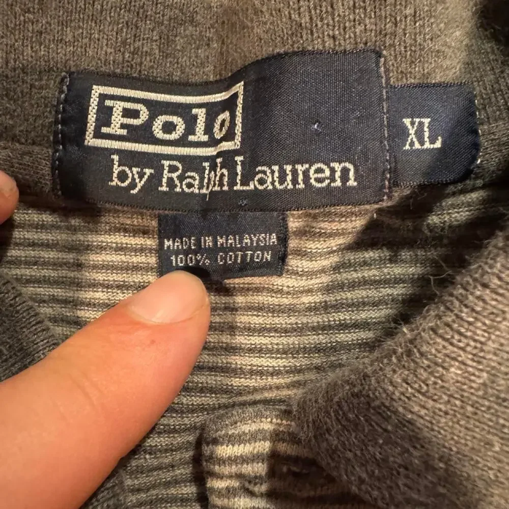 Polo Ralph Lauren Gray Striped Long Sleeve Polo Shirt Men’s XL